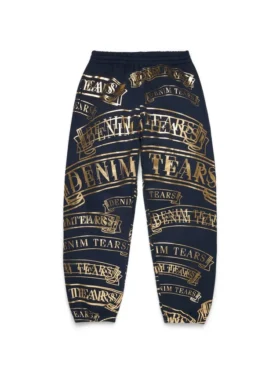 ADG-sweatpants met bannerprint, marineblauw