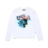 Airbrush Panther-mascotte T-shirt met lange mouwen, wit