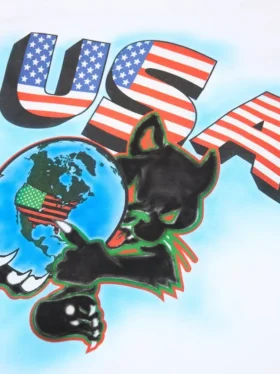 Airbrush Panther-mascotte T-shirt met lange mouwen, wit