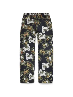 Baggy bloemenprint Denim broek met selvedge