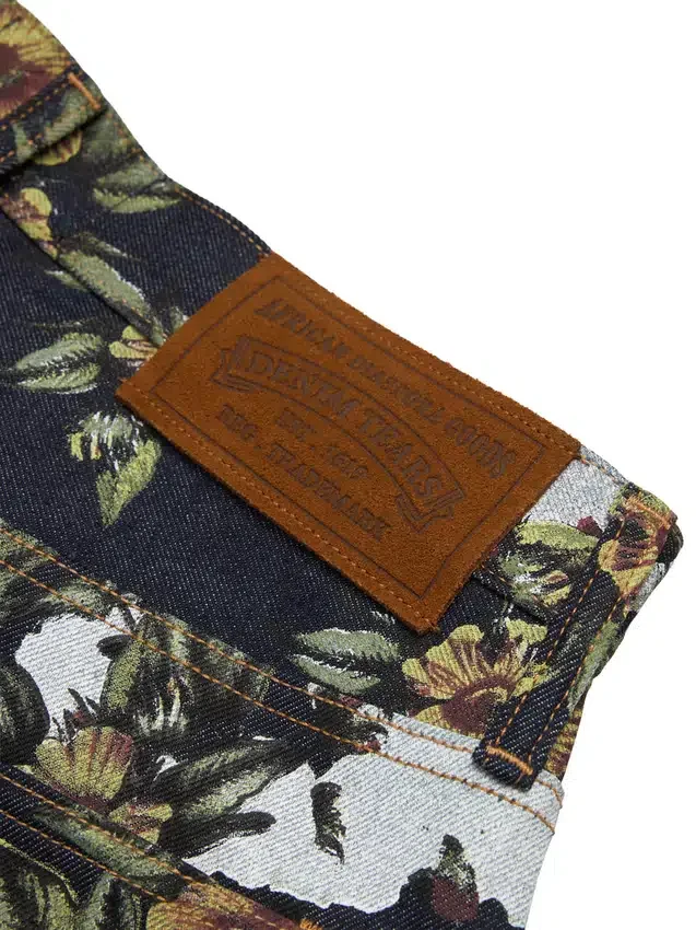 Baggy bloemenprint Denim broek met selvedge