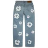 Baggy Cotton Wreath-Denim broek, lichte wassing