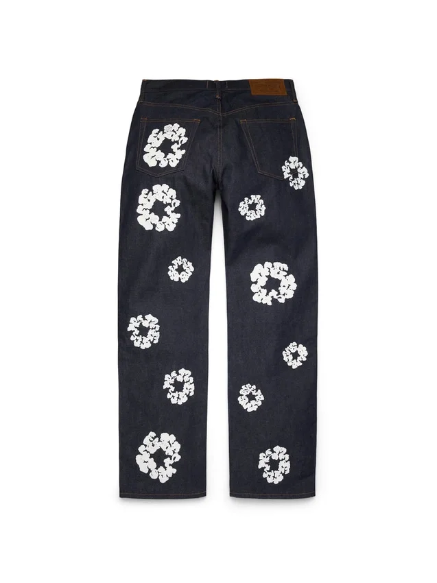Baggy Cotton Wreath Denim Pant Selvedge
