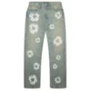 Baggy Denim pant met Cotton Wreath en studs, ‘Dirty Wash’