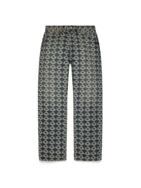 Baggy Jacquard Wreath-Denim-broek