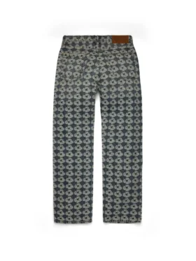 Baggy Jacquard Wreath-Denim-broek