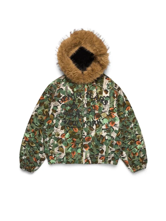 Birch Camo-werkjas met capuchon, groen camouflage