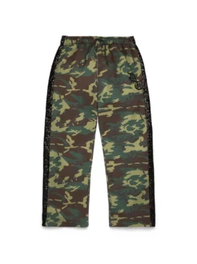 Camo-joggingbroek met pailletten en open zoom