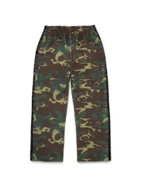 Camo-joggingbroek met pailletten en open zoom