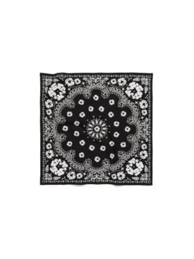 Cotton Wreath bandana met paisleypatroon en krans, zwart