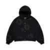 Cotton Wreath Cardigan Hoodie, zwart