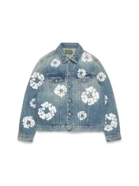 Cotton Wreath-Denim-spijkerjasje, lichte wassing