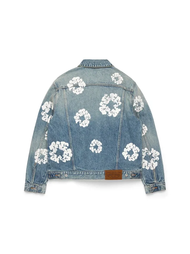 Cotton Wreath-Denim-spijkerjasje, lichte wassing