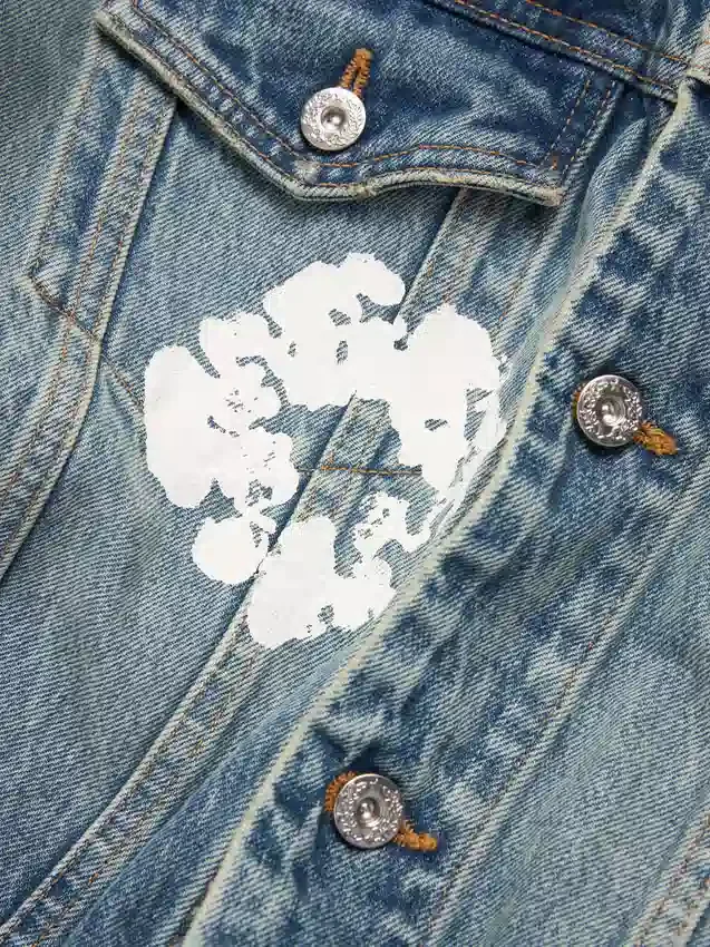Cotton Wreath-Denim-spijkerjasje, lichte wassing