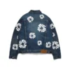 Cotton Wreath denimjas met kransmotief, donkere wassing