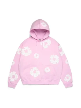 Cotton Wreath Hoodie in poederroze