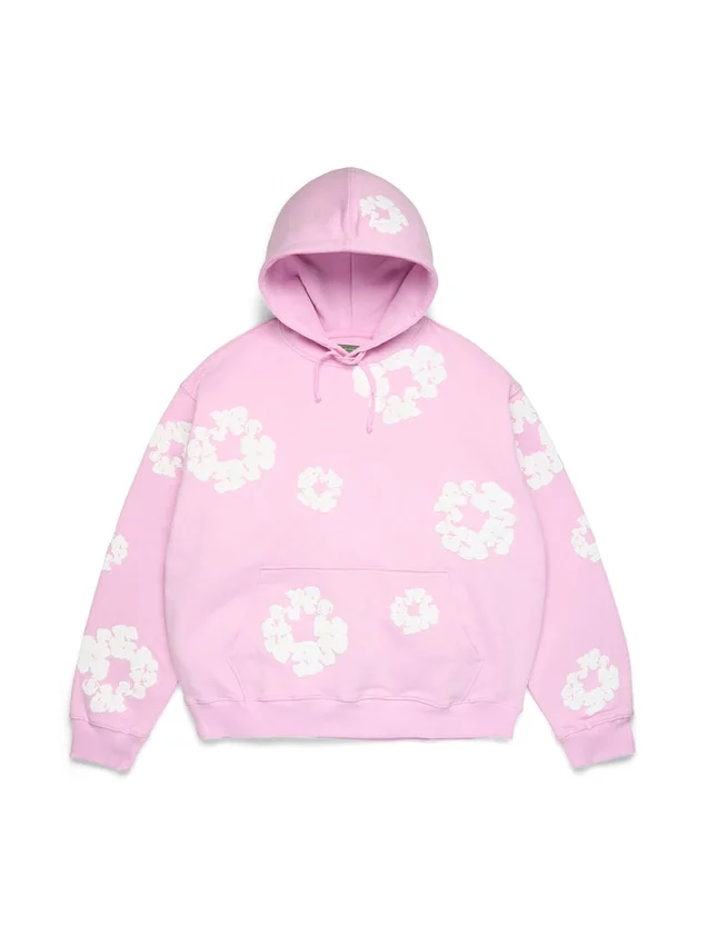 Cotton Wreath Hoodie in poederroze