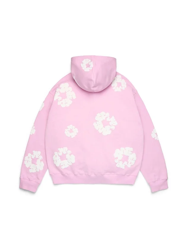 Cotton Wreath Hoodie in poederroze