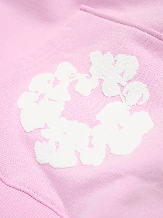 Cotton Wreath Hoodie in poederroze