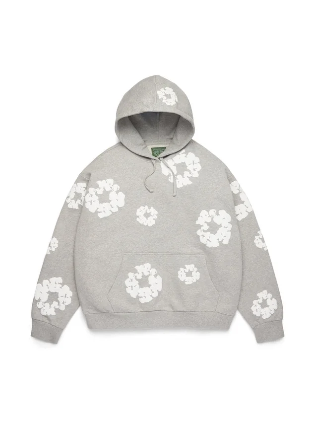 Cotton Wreath Hoodie met kransmotief, grijs