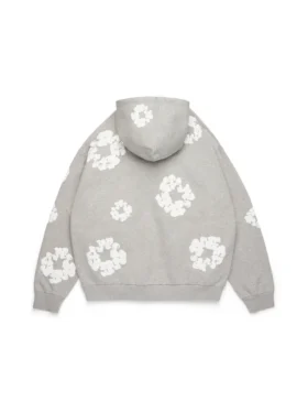 Cotton Wreath Hoodie met kransmotief, grijs