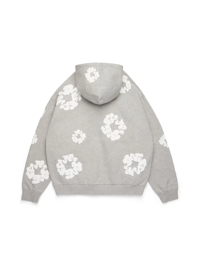 Cotton Wreath Hoodie met kransmotief, grijs