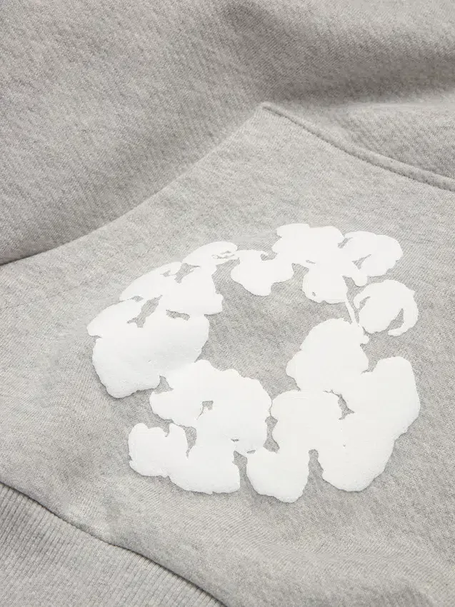 Cotton Wreath Hoodie met kransmotief, grijs