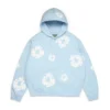 Cotton Wreath Hoodie met kransmotief, poederblauw
