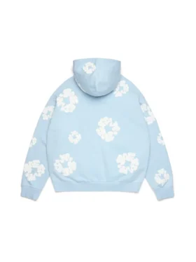 Cotton Wreath Hoodie met kransmotief, poederblauw