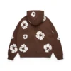 Cotton Wreath Hoodie met rits, donkerbruin
