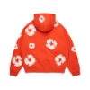 Cotton Wreath Hoodie met rits en bloemenkrans, donkeroranje