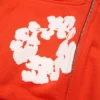 Cotton Wreath Hoodie met rits en bloemenkrans, donkeroranje
