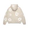 Cotton Wreath Hoodie met rits en katoenen krans, crème