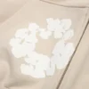 Cotton Wreath Hoodie met rits en katoenen krans, crème