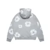 Cotton Wreath Hoodie met rits en katoenen kransmotief, grijs