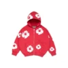 Cotton Wreath Hoodie met rits en kransmotief voor kinderen, rood