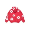 Cotton Wreath Hoodie met rits en kransmotief voor kinderen, rood