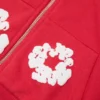 Cotton Wreath Hoodie met rits en kransmotief voor kinderen, rood