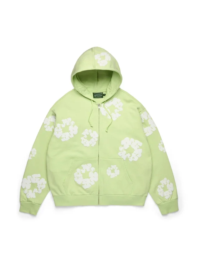 Cotton Wreath Hoodie met rits, mint