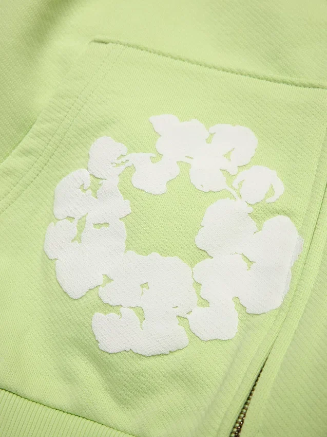 Cotton Wreath Hoodie met rits, mint