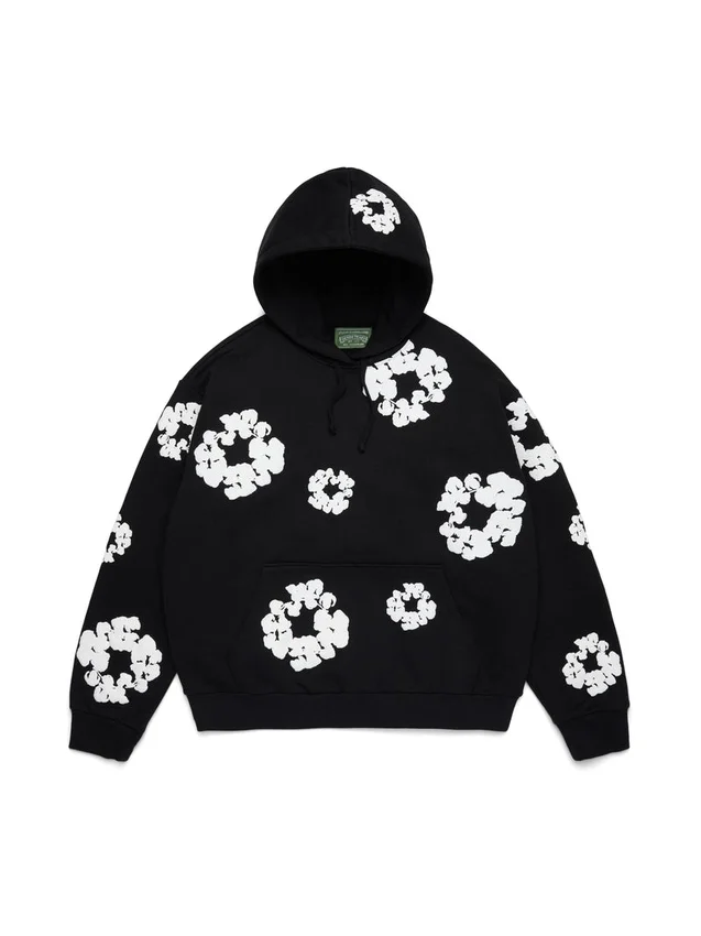 Cotton Wreath Hoodie, zwart