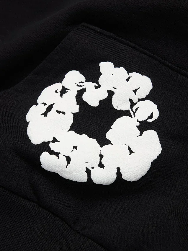 Cotton Wreath Hoodie, zwart