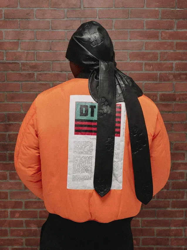 Cotton Wreath leren durag, zwart