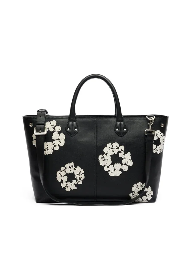 Cotton Wreath leren tas, groot