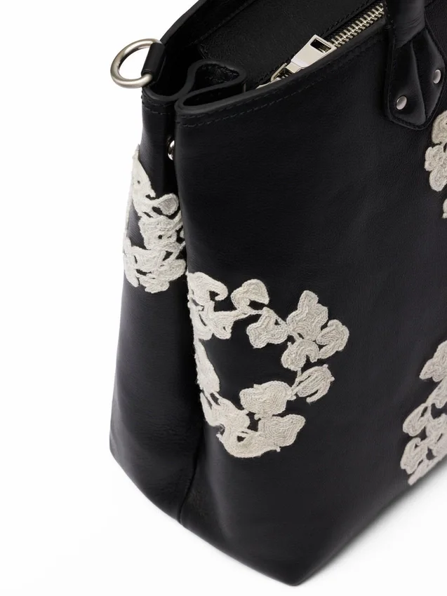 Cotton Wreath leren tas, groot