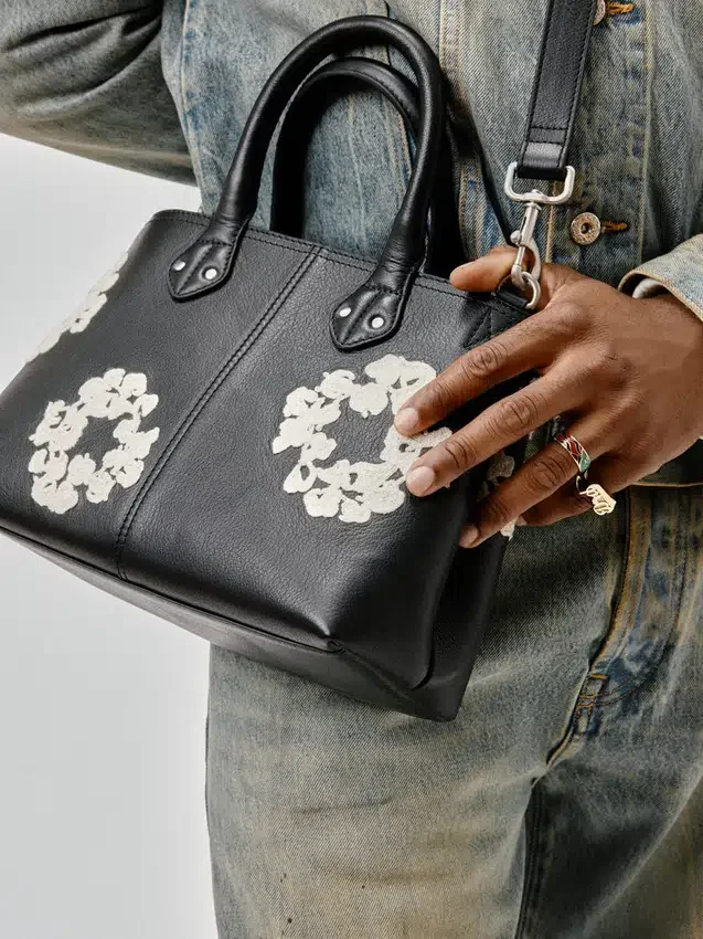 Cotton Wreath-leren tas, klein
