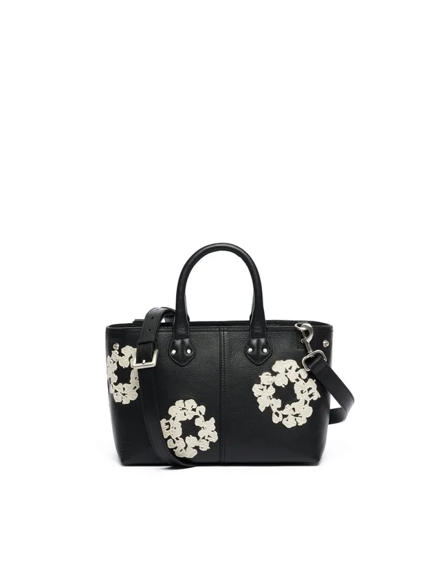 Cotton Wreath-leren tas, klein