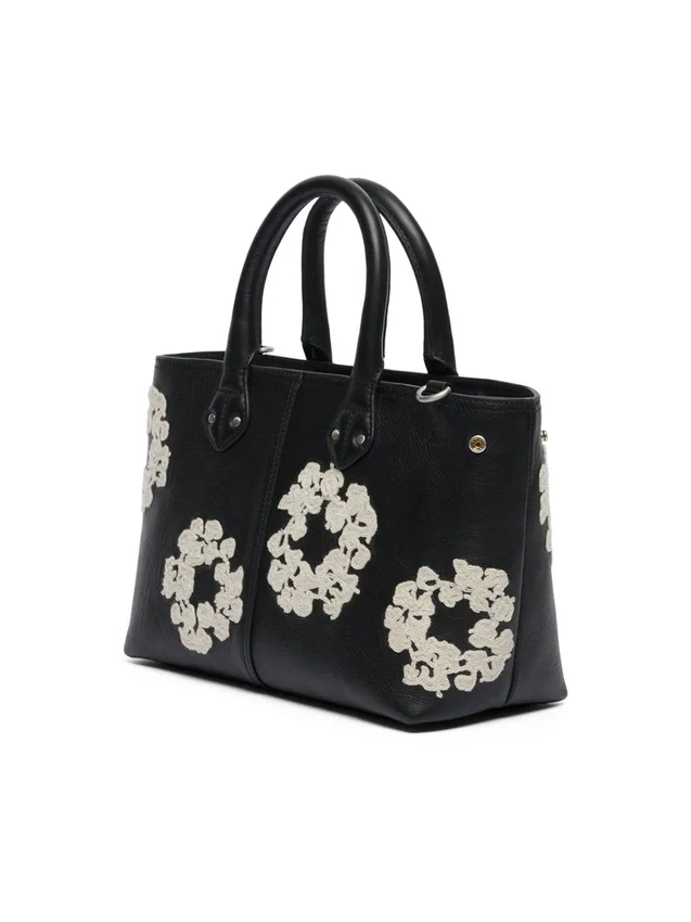 Cotton Wreath-leren tas, klein