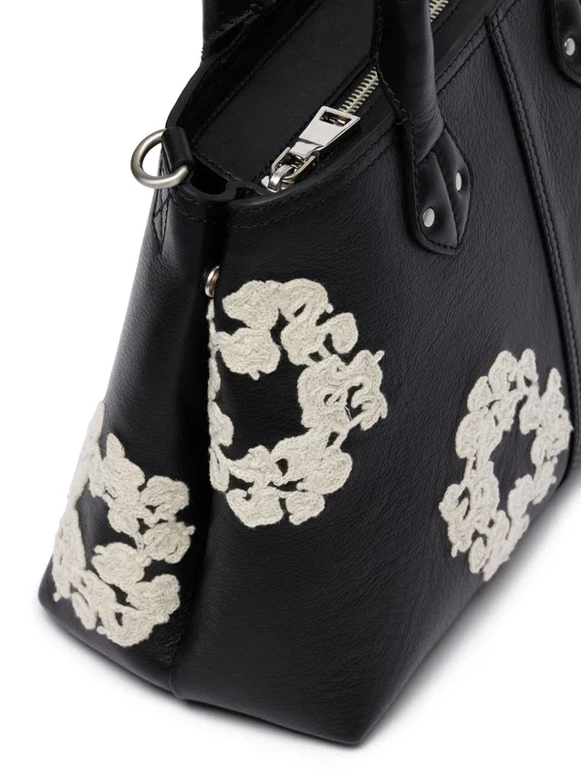 Cotton Wreath-leren tas, klein