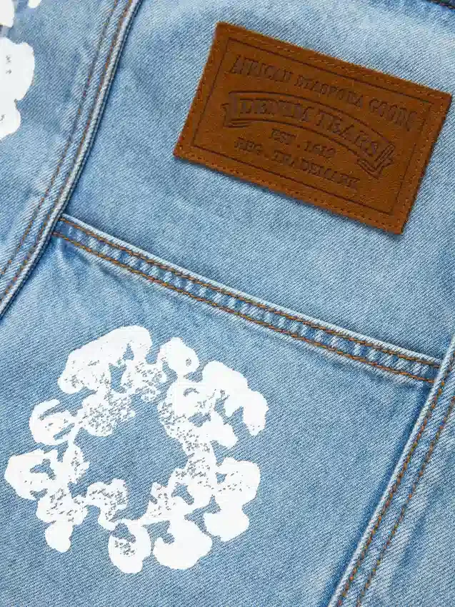 Cotton Wreath lichtgewassen Denim shoppers